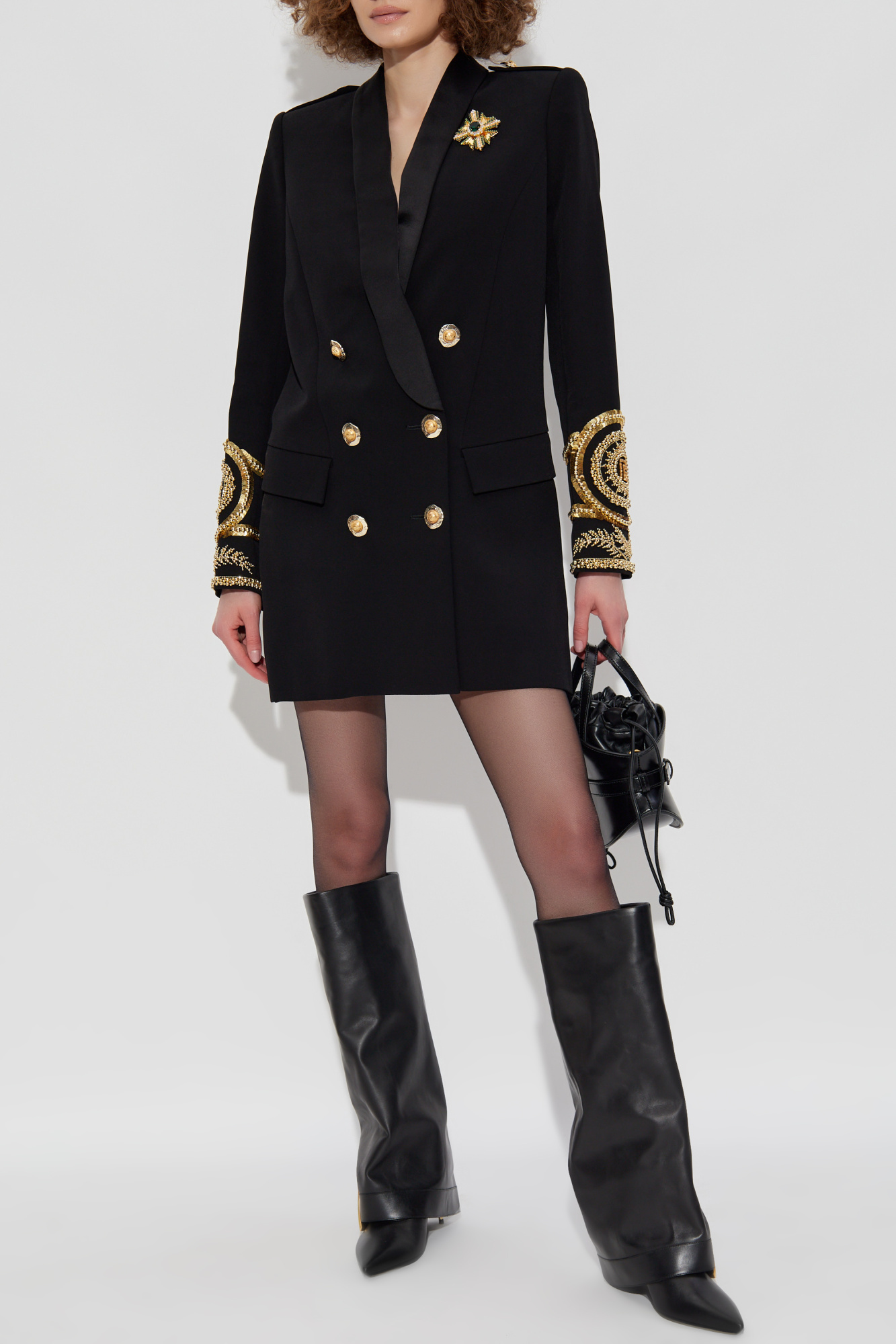 【Balmain】モノグラムウールアンドリネンブレンドショート Balmain Blazer with embroidered pattern | Women's Clothing